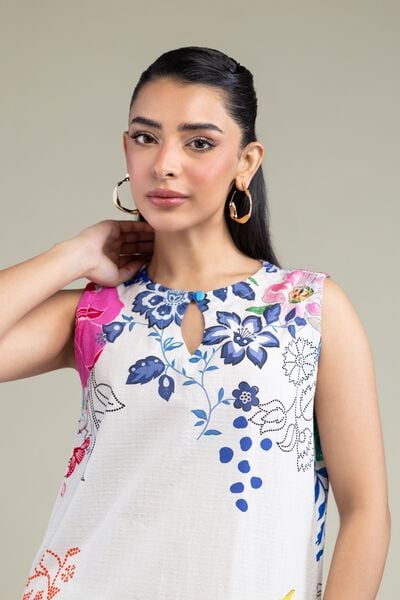 Printed | Cotton Dobby | Floral Sleeveless Kurta | GBP 30.00