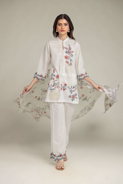 Embroidered | Cotton Dobby | Short Floral Kurta | GBP 25.00