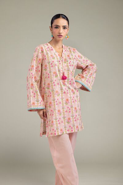 Printed | Cambric | Peach Cambric Kurta | GBP 10.00