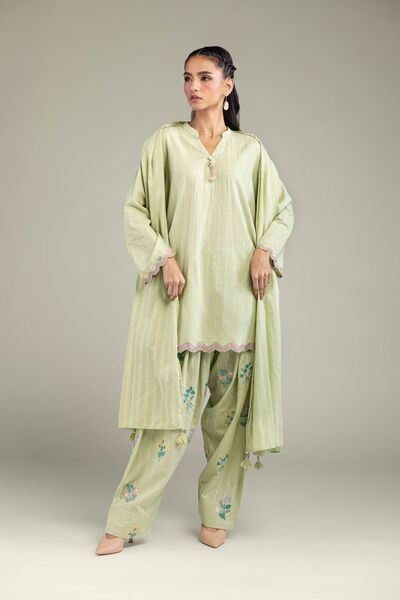 Embroidered | Textured Cotton | Floral Cotton Shalwar | GBP 40.00
