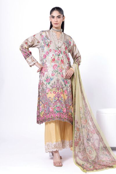 Embroidered | Cotton Satin | Tailored 3 Piece | GBP 35.00