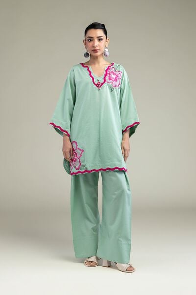 Embroidered | Cotton Dobby | Floral Mint Shalwar | GBP 25.00