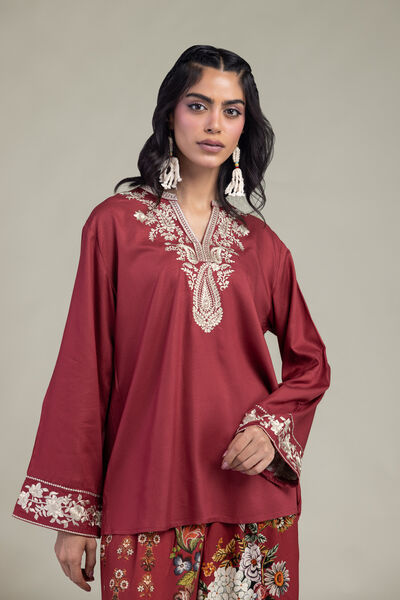 Embroidered | Viscose Crepe | Viscose V-Neck Tunic | GBP 30.00