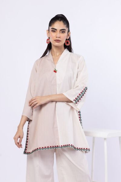 Embroidered | Crosshatch Poplin | Kurta | GBP 25.00