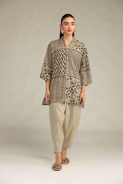 Printed | Cambric | Beige Printed Pants | GBP 25.00