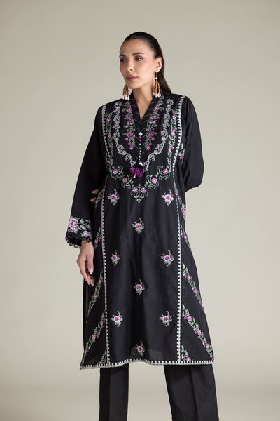 Embroidered | Cotton Dobby | Black Tailored 2-Piece | GBP 60.00
