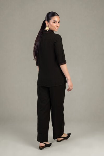 Dyed | Crepe | Black Solid Trousers | GBP 25.00
