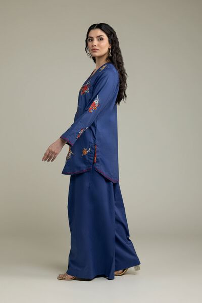 Embroidered | Cambric | Solid Navy Pants | GBP 12.50