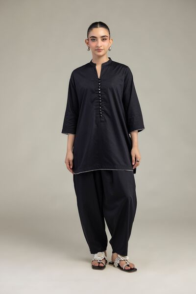 Embroidered | Textured Cotton Viscose | Black Cotton Pants | GBP 17.50