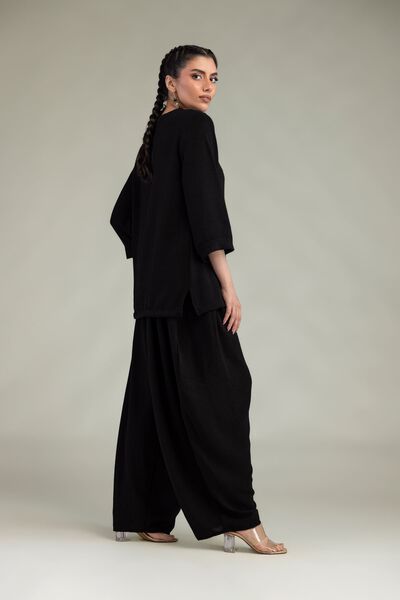 Dyed | Crepe Georgette | Black Georgette Trousers | GBP 30.00