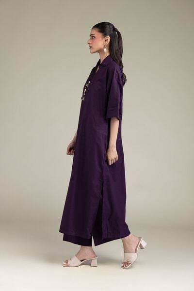 Dyed | Textured Cotton Viscose | Solid Cotton Pants | GBP 25.00