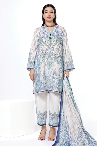 Printed | Slub Lawn | Tailored 3 Piece | GBP 25.00