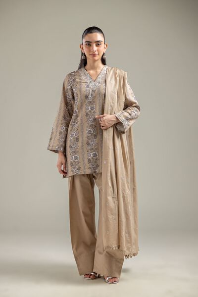 Embroidered | Cotton Dobby | Solid Beige Shalwar | GBP 20.00