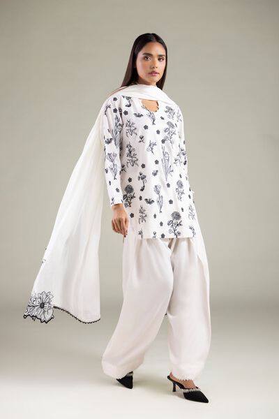 Embroidered | Raw Silk | Relaxed Floral Shalwar | GBP 25.00