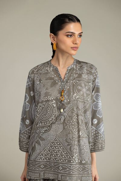 Printed | Viscose Crepe | Gray Viscose Blouse | GBP 17.50
