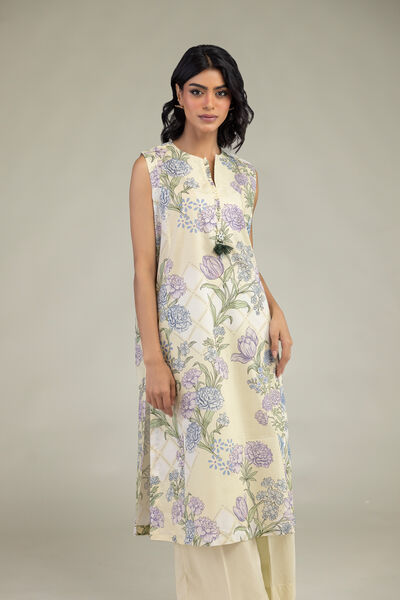 Embroidered | Cambric | Floral Sleeveless Kurta | GBP 21.00