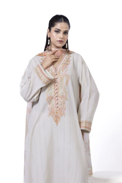 Embroidered | Textured Cotton | Tailored 3 Piece | GBP 30.00