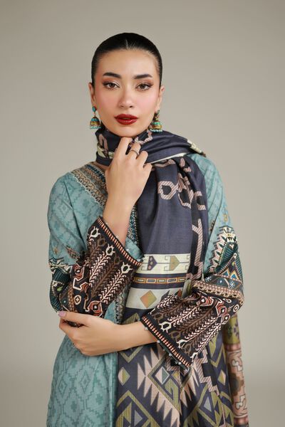 Embroidered | Polyester Silk | Navy Geometric Dupatta | GBP 20.00