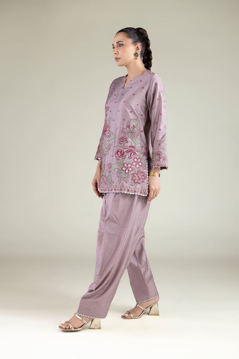 Embroidered | Raw Silk | Floral Threadwork Kurta | GBP 50.00