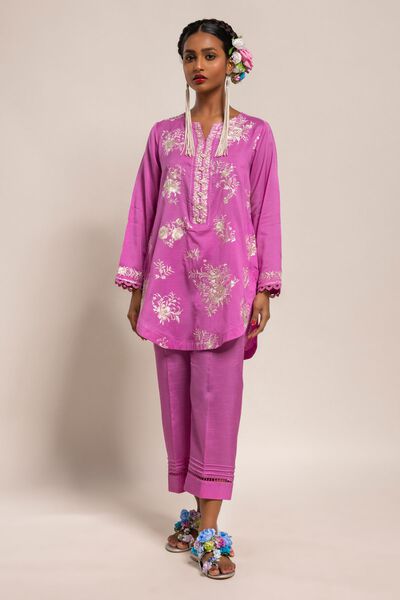 Kurta | Embroidered, PINK, hi-res