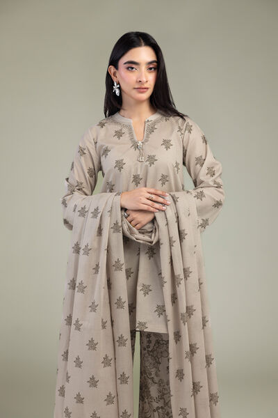 Embroidered | Lawn | Beige Floral Dupatta | GBP 25.00