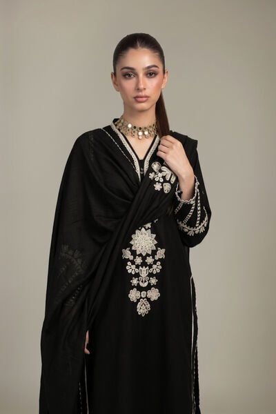 Embroidered | Polyester Silk | Black Embroidered Dupatta | GBP 35.00