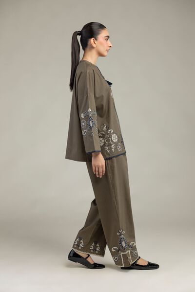 Embroidered | Textured Cotton | Floral Cotton Trousers | GBP 17.50