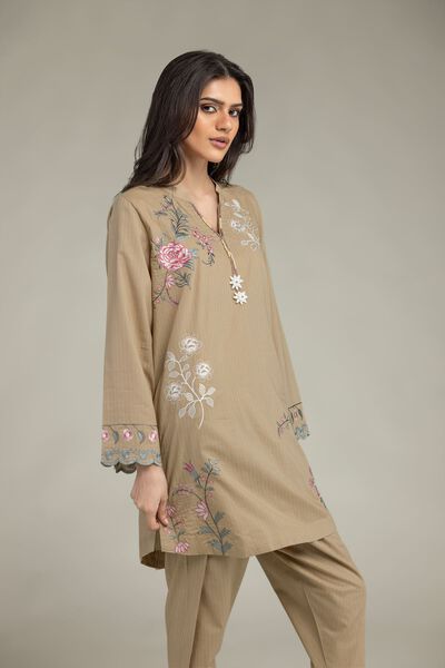 Embroidered | Cotton Dobby | Floral V-Neck Kurta  | GBP 35.00