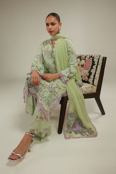 Embroidered | Raw Silk | Floral Longline Kurta | GBP 45.00