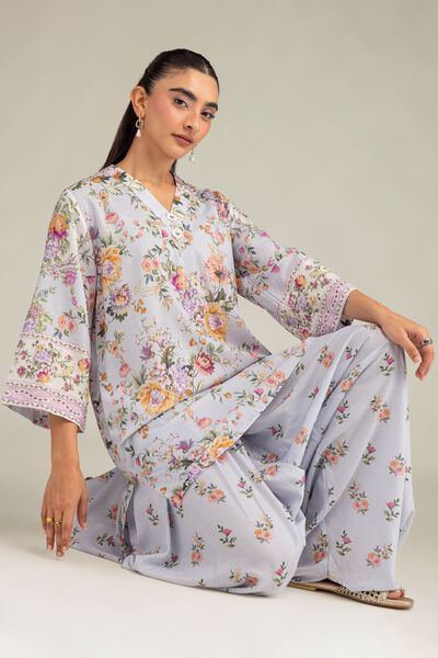 Printed | Raw Silk | Short Floral Kurta | GBP 35.00