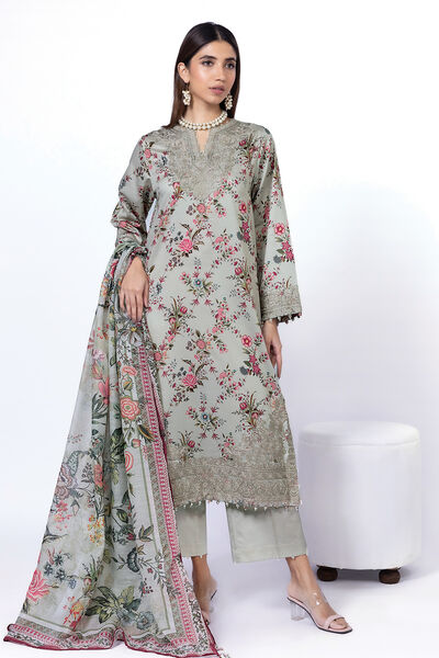 Embroidered | Cotton Satin | Tailored 3 Piece | GBP 45.00