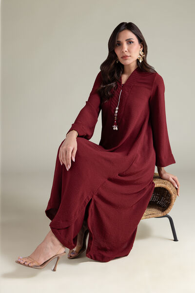 Dyed | Textured Georgette | Crinkled Longline Kurta | GBP 35.00