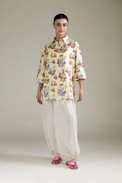 Embroidered | Cambric | Off-White Cambric Trousers | GBP 20.00