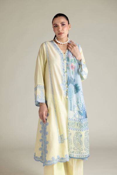 Embroidered | Textured Cotton | Tailored 3 Piece | GBP 80.00