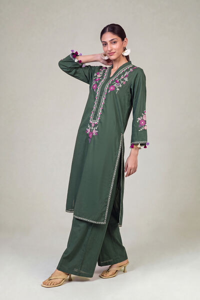 Embroidered | Cambric | Solid Green Shalwar | GBP 25.00