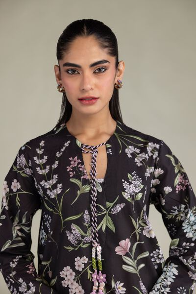 Printed | Cotton Viscose | Black Floral Kurta | GBP 35.00