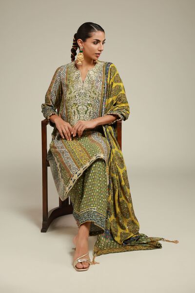 Embroidered | Raw Silk | 3 Piece Co-ord Set | GBP 140.00