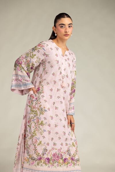 Printed | Raw Silk | Pink Silk Kurta | GBP 40.00