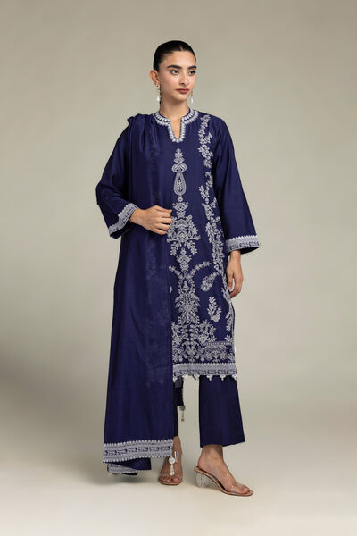 Raw Silk | Navy Solid Pants | GBP 20.00
