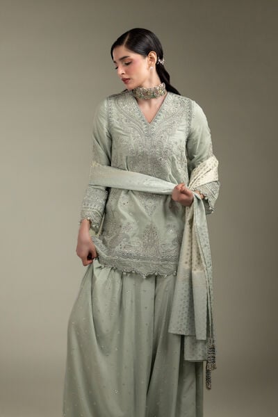 Embroidered | Raw Silk | 3-Piece Co-ord Set | GBP 185.00