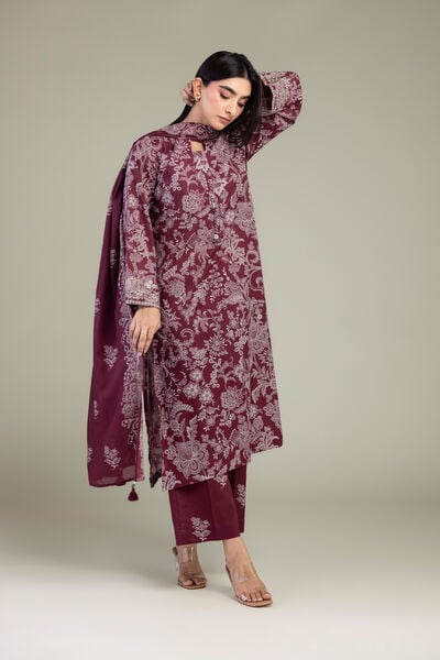 Embroidered | Cambric | Floral Maroon Pants | GBP 25.00