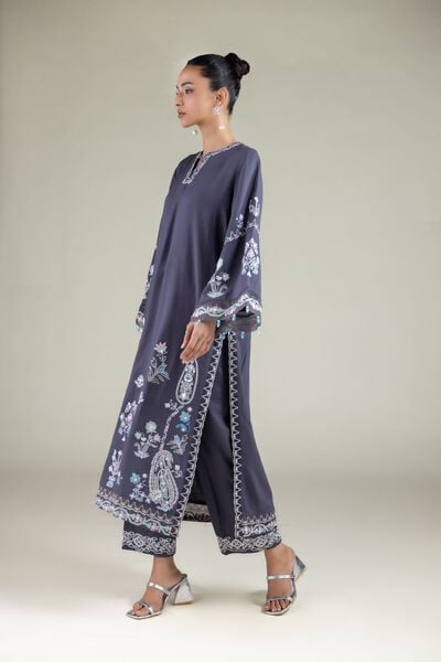 Embroidered | Raw Silk | Pants | GBP 20.00