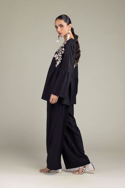 Embroidered | Viscose Crepe | Viscose Black Trousers | GBP 20.00