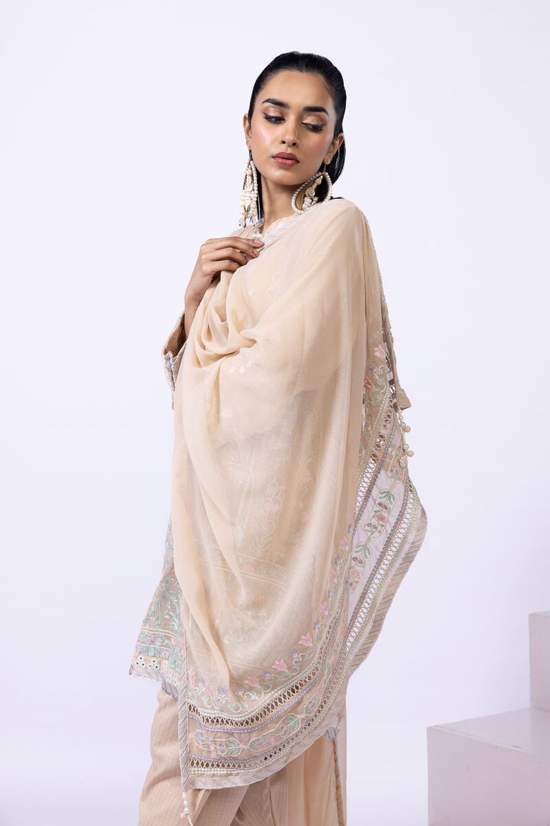 Embroidered | Polyester Crinkle Chiffon | Dupatta | GBP 25.00