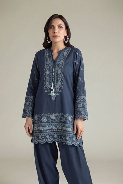 Embroidered | Textured Cotton | Tailored 2 Piece | Top and Bottom | GBP 60.00