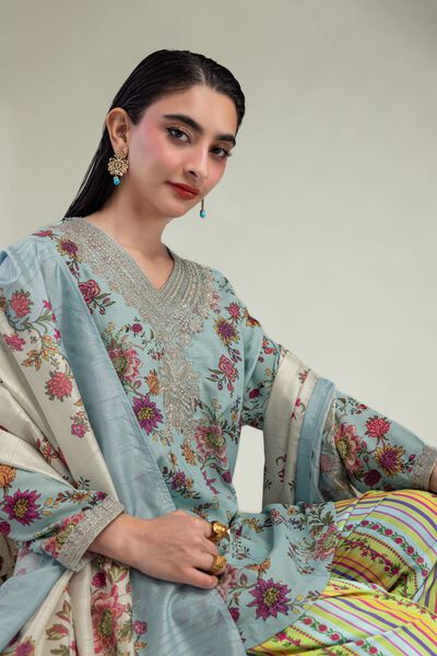 Embroidered | Raw Silk | Floral Silk Kurta | GBP 35.00