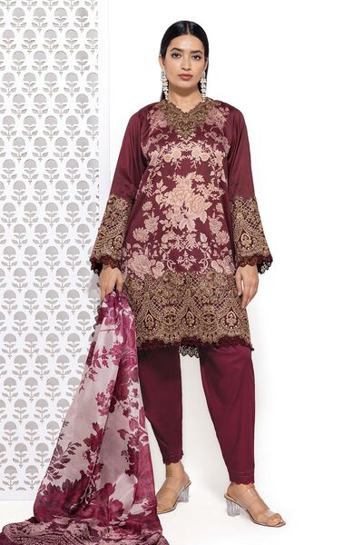 Embroidered | Cotton Satin | Tailored 3 Piece | GBP 35.00