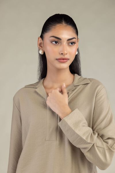 Dyed | Crepe | Solid V-Neck Shirt | GBP 30.00