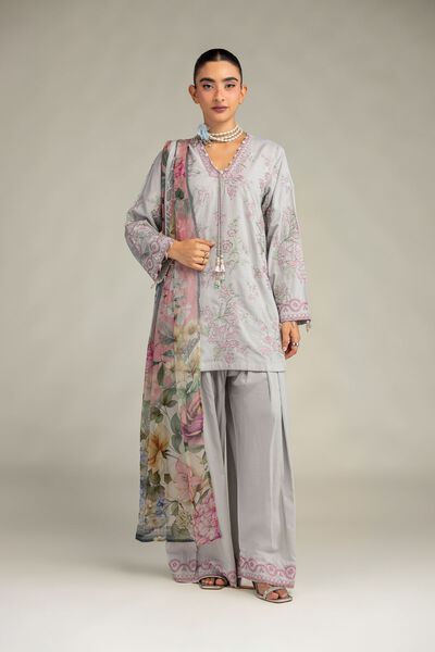 Embroidered | Raw Silk | Floral Silk Shalwar | GBP 20.00