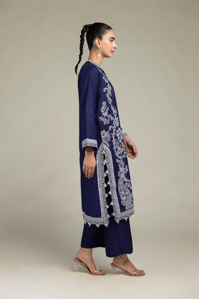Raw Silk | Navy Solid Pants | GBP 20.00